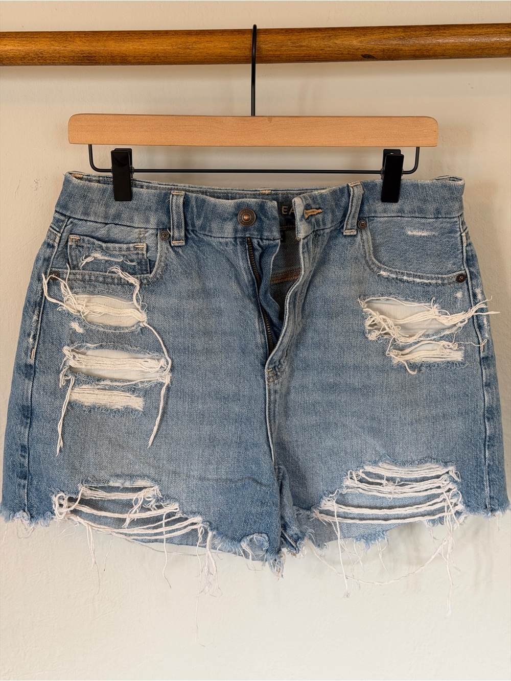 American Eagle Outfitters Light Blue Distressed Denim Shorts